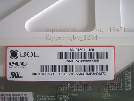 10.4 дюймов TFT ЖК-панель BA104S01-100 ЖК-панель 800 RGB * 600 S VGA LVDS ЖК-дисплей WLED ЖК-экран 1ch, 6-бит