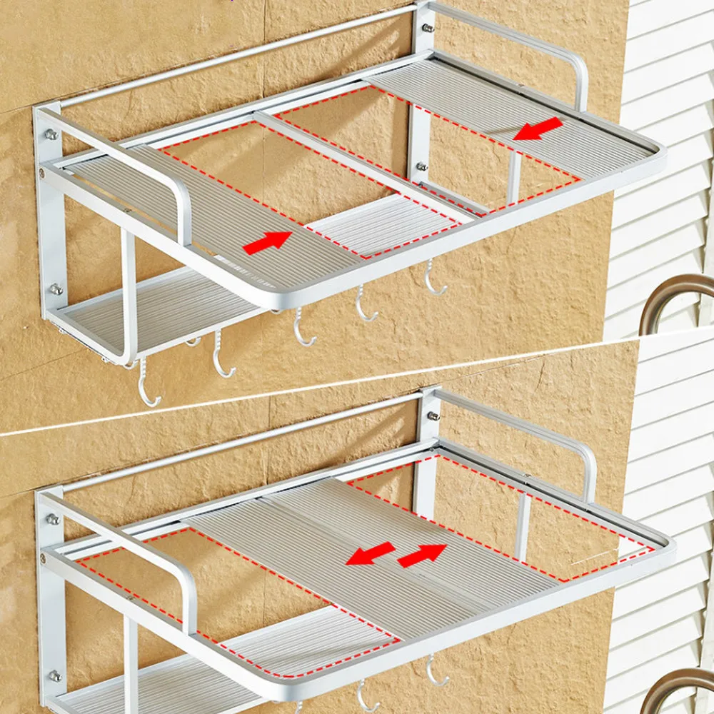  Space aluminum wall-mounted kitchen microwave storage rack 2 layer oven bracket provincial space su - 33030578673