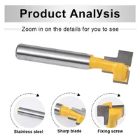 סגסוגת כרסום 1pcs T-Slot נתב Bit 1/4" קוטר Shank 1/2" Bits נתב רוחב להב עבור מכונת כרסום סגסוגת עץ קרביד (4)