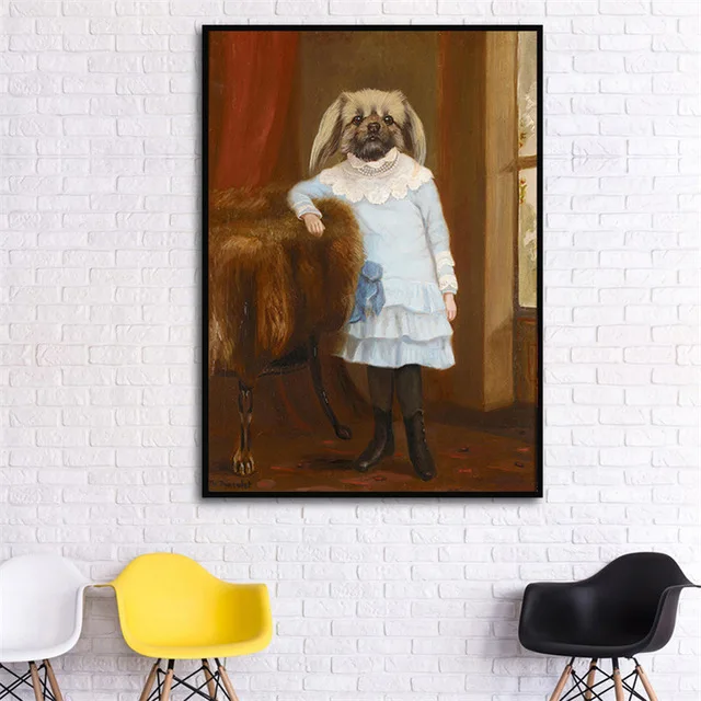 Абстрактные умные собаки настенные художественные Ретро картины на холсте винтажные скандинавские плакаты настенные картины для гостиной картины Куадрос без рамы - Цвет: E
