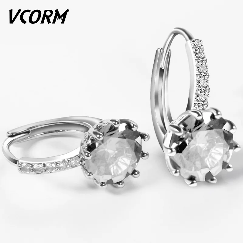 Маленькие серебряные серьги VCORM с кристаллами модные геометрические для