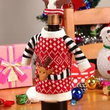 Новое поступление 2 шт./компл. Рождество красное вино Чехлы для мангала крышку бутылки внутренней отделки рога Шапки комплекты топов Кухня ужин Рождество