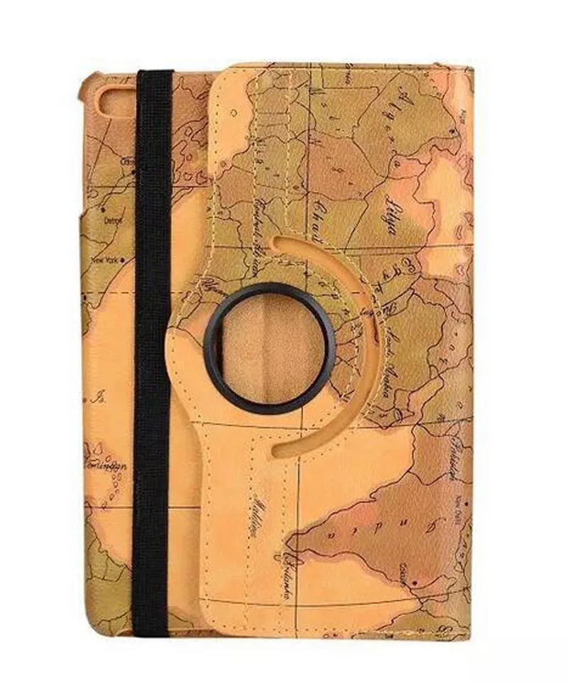 

ocube 10pcs Irregular Retro Map 360 Degree Rotating PU Leather Cases Cover with Sleep & Wake Function For iPad Mini 4 Mini4