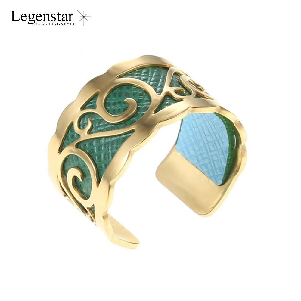 

Legenstar Fashion Stainless Steel Gold Rings For Women and Men Bague Femme Creative DIY Reversible Ring Leather Anillos Mujer