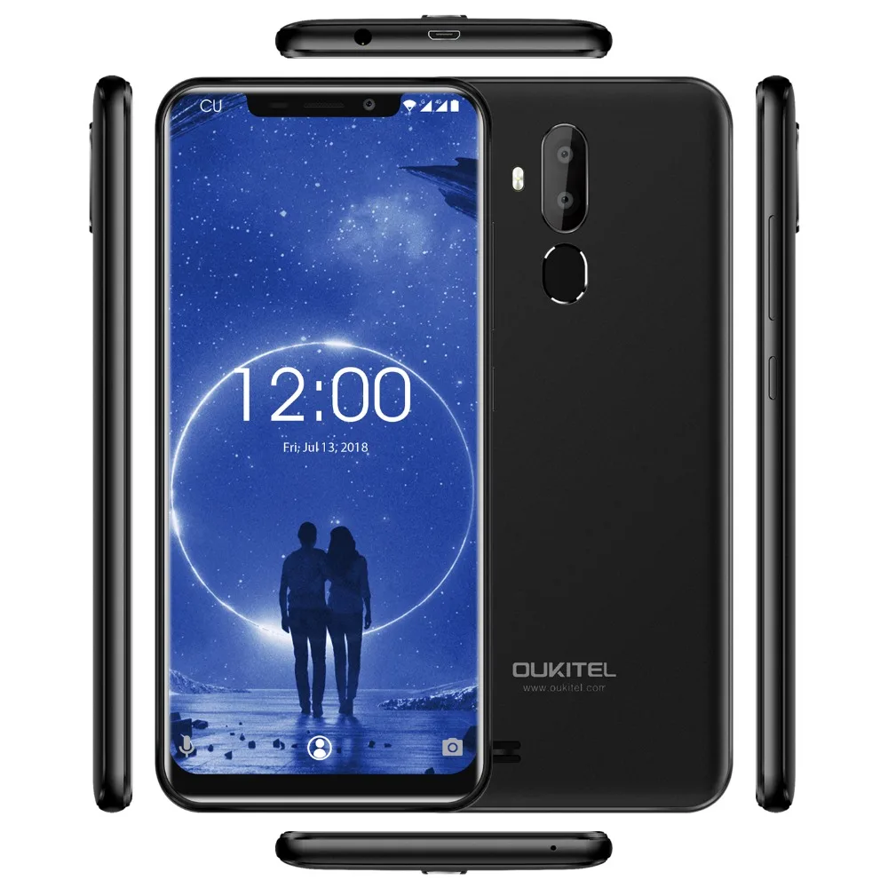 OUKITEL C12 3g смартфон 6,1" Android 8,1 MT6580 четырехъядерный 1. 3G Гц 2 ГБ+ 16 Гб 8MP+ 0.3MP Лицо ID нажмите отпечаток пальца мобильный телефон