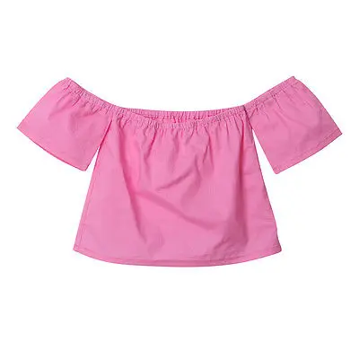 

Adorable Baby Girl Kid Pink Off-shoulder T-shirt Vest Kids Girls Clothes Cotton T shirt Tops Children Girl Casual Loose Clothes