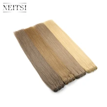 Прямые человеческие волосы для наращивания Neitsi, двойные, 20 дюймов, 24 дюйма, 100 г/шт., черный блонд, пряди, быстрая