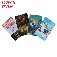 100 шт./лот, двухсторонняя печатная пластиковая система контроля доступа, бесконтактная RFID 125 кГц TK4100, чип, ПВХ, ID, смарт-карта, визитная карточка