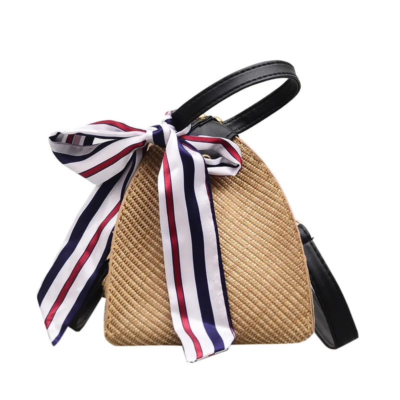 

women straw knitting bag handbag summer handbag triangle inclined shoulder beach bags crossbody bag