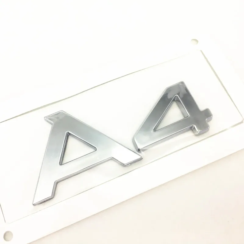 

Black/Silver ABS Chrome Plating A4 Car Styling Accessories Rear Bumper Trunk Letter English Alphabet Emblem Sticker Badge Decal