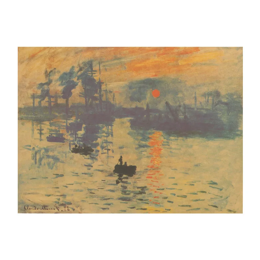 Галстук Лер Клода Мона классическое впечатление восхода солнца крафт бумага плакат ретро декоративные картины дома Decoe стикер на стену 47x35 см