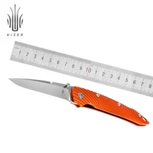 Kizer survival knife outdoor camping knife aluminum handle folding blade knife self-defense portable EDC knives key chain knife portable folding knife peeler mini camping key shaped knife everyday carry gear self defense knife
