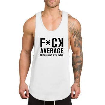 

New men's bodybuilding fitness running vest cotton round neck quick-drying moisture wicking printing vest