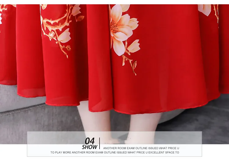 Женское шифоновое платье-миди с принтом, шифоновое платье-миди с круглым вырезом и длинными рукавами, украшенное цветочным принтом, в богемском стиле, большие размеры, 3XL, осень