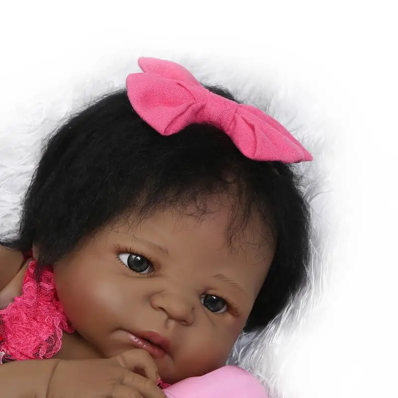 55 см полностью силиконовая кукла Reborn baby girl черная Реалистичная 2" виниловая Водонепроницаемая игрушка для купания новорожденных малышей