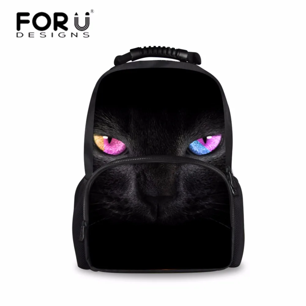 

FORUDESIGNS Black Cat Printed Women School Backpack 3D Animal Dog Teens Backpacks for Children Students Boys Mochila Bagpack N