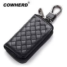 Натуральная+ искусственная кожа ключ кошелек Ключи Чехол черный Клетчатый узор ключи держатель кошелек ключ сумка для Для женщин и Для мужчин брелок ORGANIZER(ОРГАНАЙЗЕР
