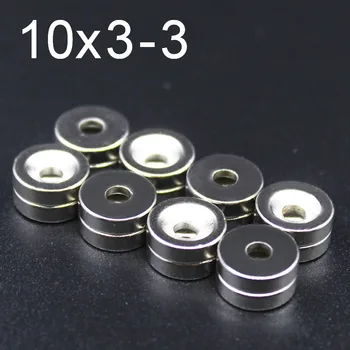 

10/20/30/50Pcs 10mm x 3mm Hole: 3mm N35 NdFeB Ring Neodymium Countersunk Magnets 10x3 Super Strong Rare Earth Magnet 10*3-3