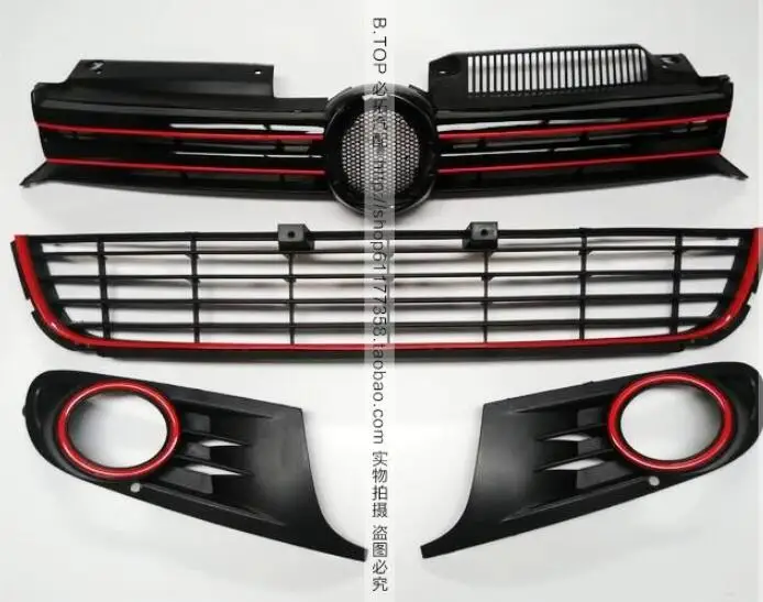 

4PCS Car Front Above & Below Around Mesh Grille Grills Fog Lamp Cover Trims For Volkswagen VW Golf 6 MK6 2009-2013 BY EMS