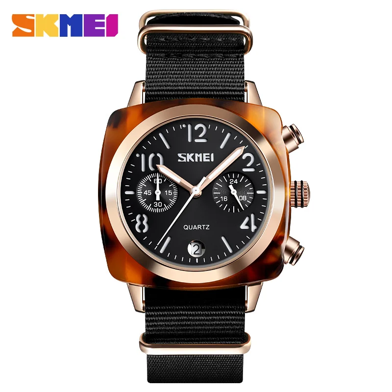 SKMEI Luxury Fashion Women Watches Men Quartz Wristwatches Waterproof Stopwatch Multi-dial Quartz Watches relogio feminino 9186 - Цвет: Rose gold Black