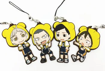 

4PCS/LOT Haikyuu Anime keychain Oikawa Tooru Kozume Kenma Kuroo Tendo Satori Koutarou Hinata Rubber strap/mobile phone strap