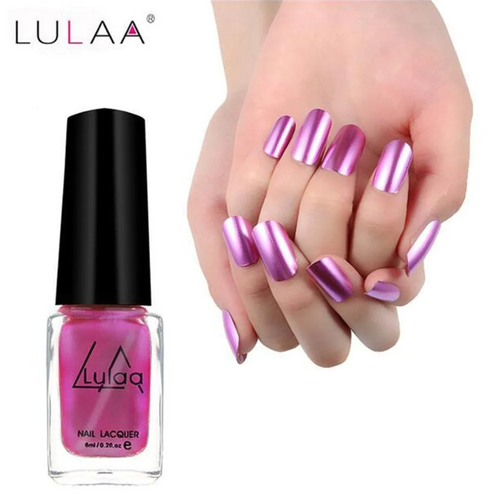 6 мл LULAA 5 цветов металлик лак для ногтей длительный матовый эффект макияж Щепка лак для ногтей зеркало гель ногтей Красота