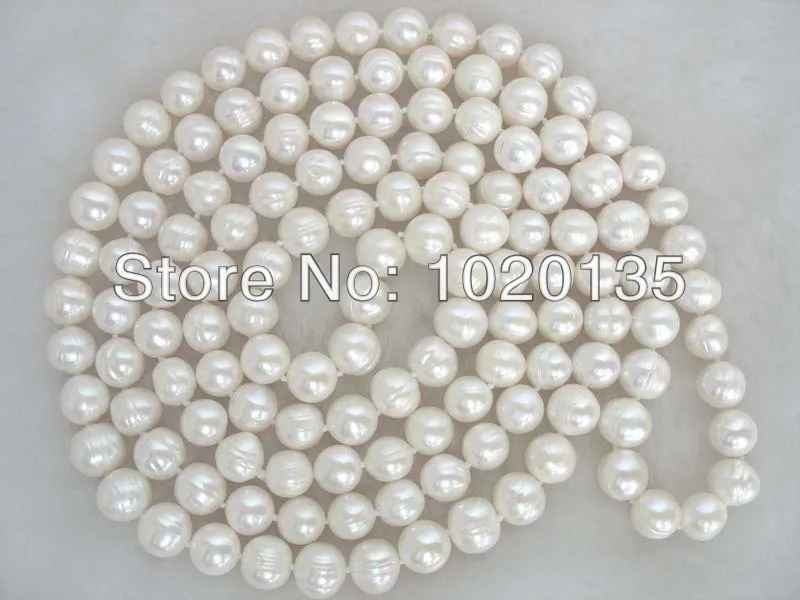 

wow! freshwater pearl near round white necklace 8-9mm 150cm nature FPPJ wholesale beads long