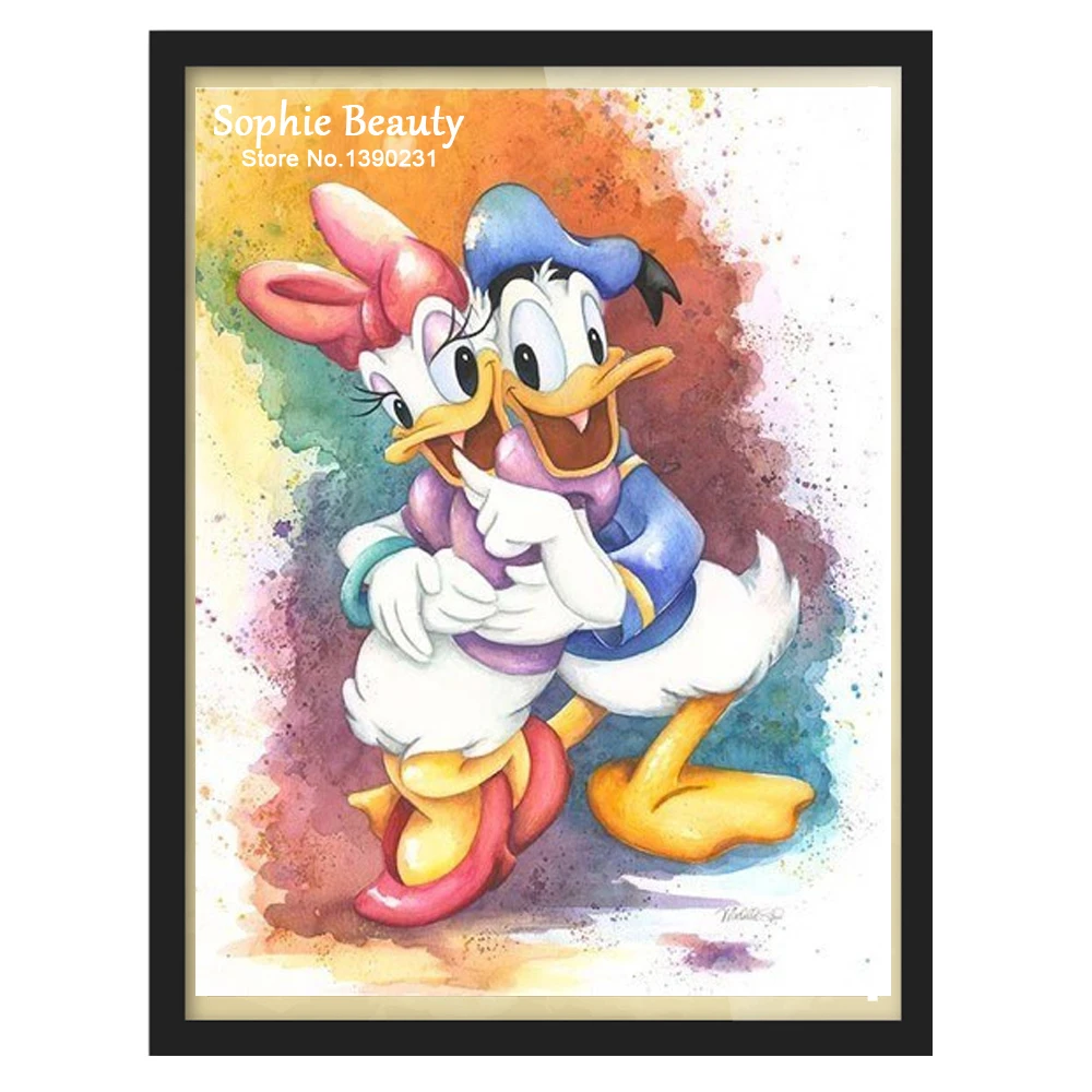Diy Berlian Mosaik Lukisan Kartun Donald Duck Mickey Mouse Cross