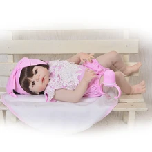Best Price Fashion curly hair girl doll reborn 22" Full silicone vinyl body children play house toys bebe gift boneca reborn toys for child