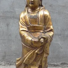 Bi002306 3" Китайский Бронзовый Свинка Буддийская Стенд Кван юн QuanYin Статуя Будды Скульптура