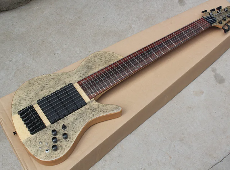 

7-string Emperor Elite Electric Bass Guitar with Bird Eye Veneer,Active Lines,Black Hardwares,Offer Customized