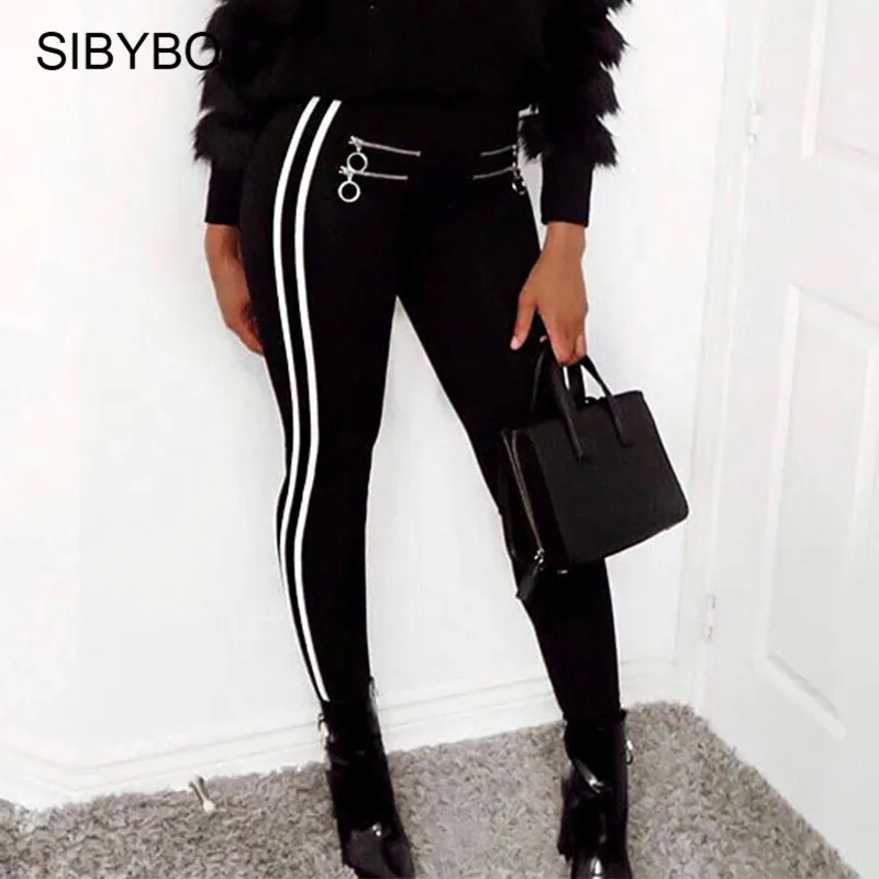 striped skinny pants