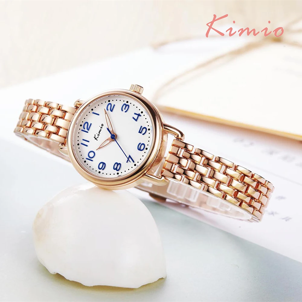 KIMIO Skeleton Pointer 3D Arabic Numerals Scale Fashion Watches 2018 Women Tops Girls Watches Bracelets For Women Luxury Brand