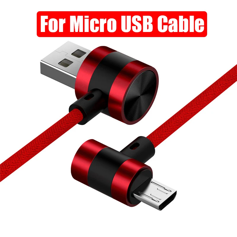 90 градусов USB C Micro USB 8-контактный кабель для iphone Xs max Xr X 8 7 6 plus 6s 5 s plus Быстрая зарядка кабель для передачи данных для мобильного телефона - Цвет: Red For Micro