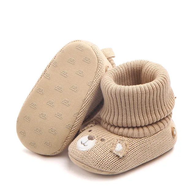 Chausson beige en laine bébé premiers pas Chaussures unisexes en laine pour b b bottines pour nouveau n gar on et fille chaudes
