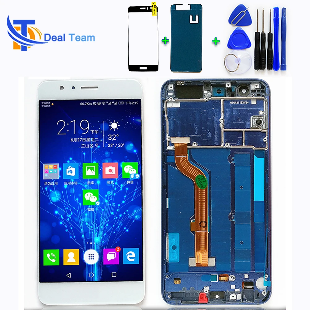 

100 % Tested IPS LCD Display For Huawei Honor 8 Touch Screen Digitizer Assembly 1920*1080 Frame with Free Tempered Glass Tools