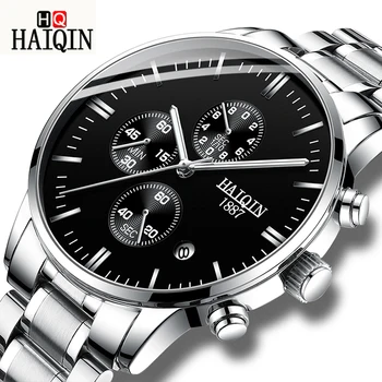 

HAIQIN Men's Watches Watch Men Casual Fashion Sport Military Quartz Deluxe Stainless Steel Waterproof Clock Relogio Masculino