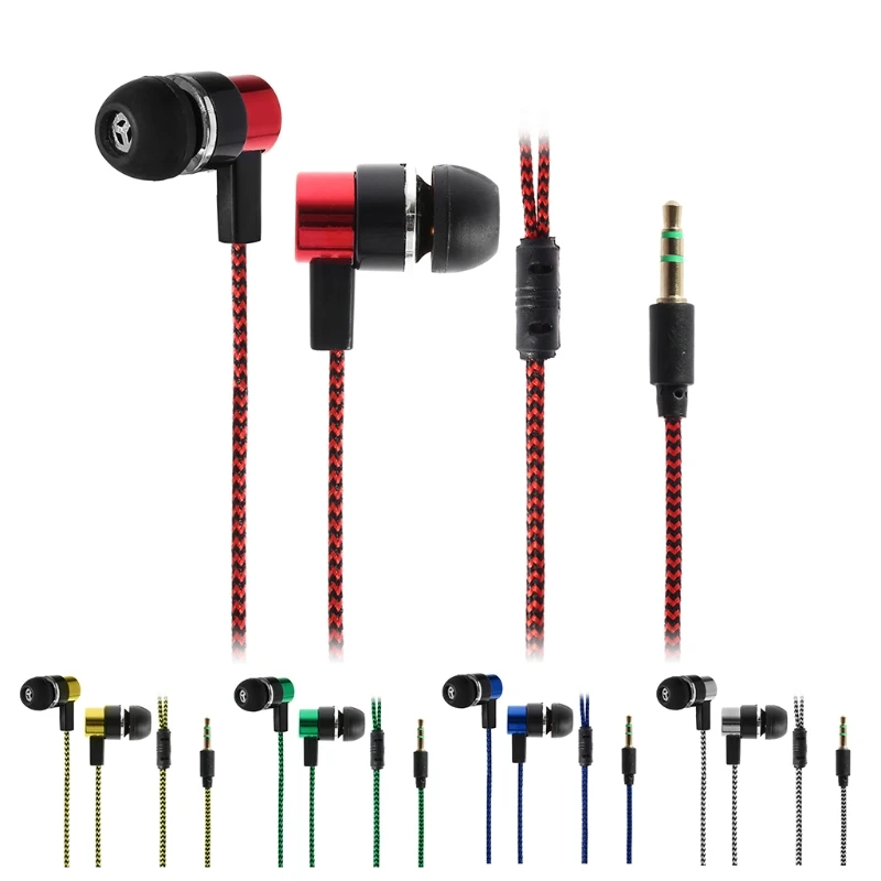 

For Phone Noise Isolating In-Ear Stereo Headset Fabric Fiber Line Earphones