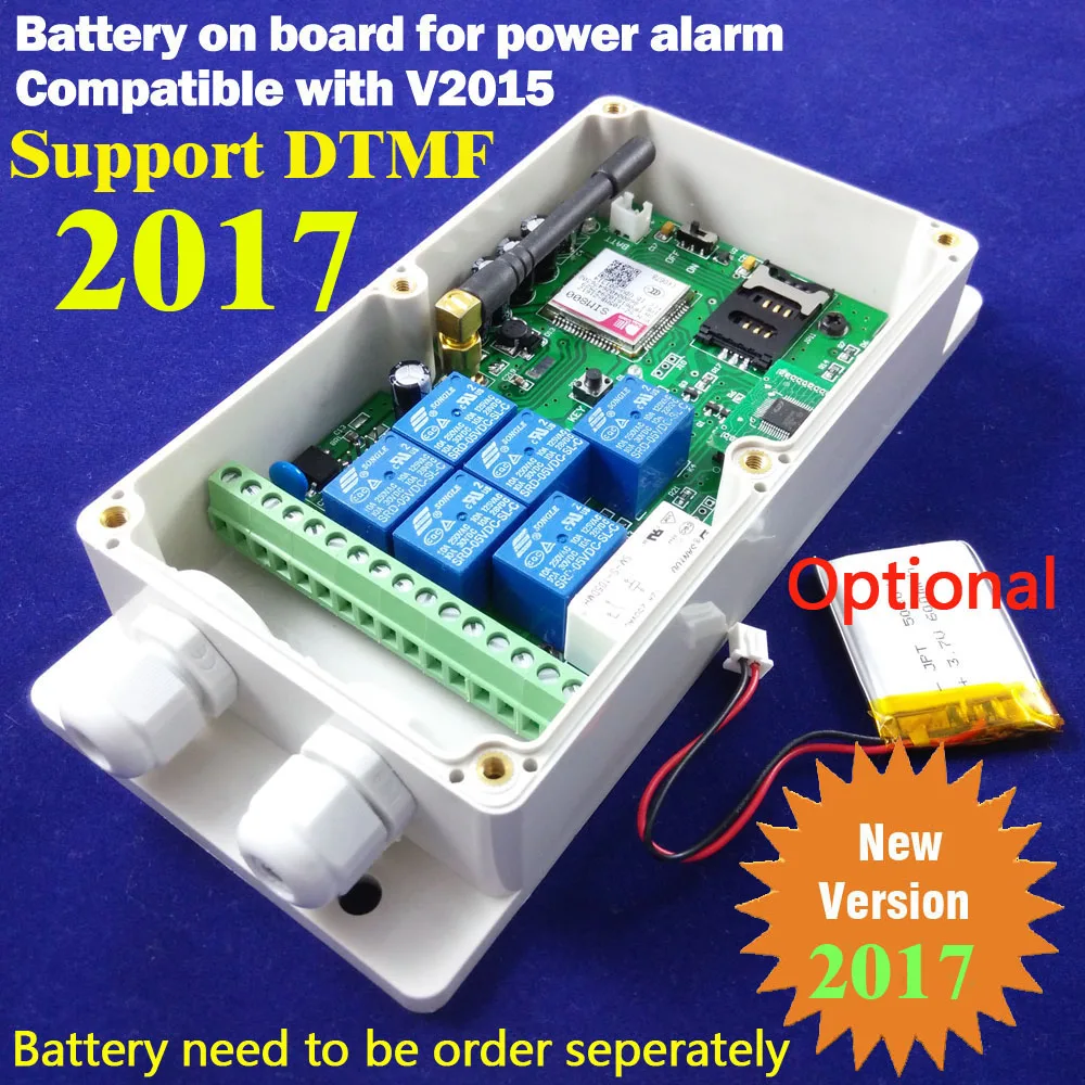 Free shipping 1pcs Seven Relay Switch Wireless GSM Remote Control box Rechargeable battery for power off alarm