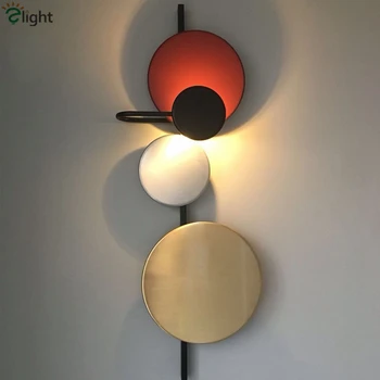 

European Designer Painted Colorful Metal Round Circle Led Wall Lamp D32 H98cm DIY Planet Led Wall Scones Foyer Indoor Lighting