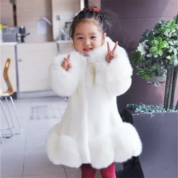 

New 2019 Baby Girls Long Sleeve Winter Wedding Faux Fur Brand Fur Coat for Girls Formal Soft Party Coat Kids Wedding Outwear