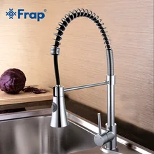 Frap Brass Brushed Nickel Pull Out Rotary Kitchen Faucet Mixer Tap for Sink Single Handle Deck Mounted Hot And Cold Water f4452