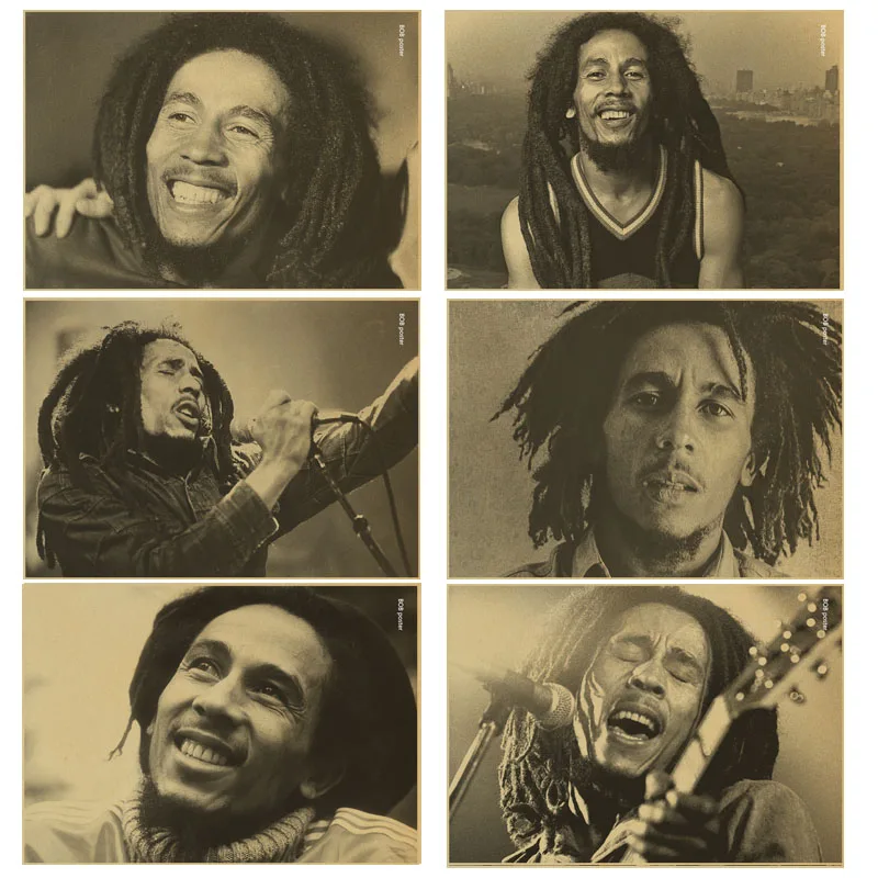 

Bob Marley poster retro kraft paper Rock vintage poster music star painting home decor wall sticker