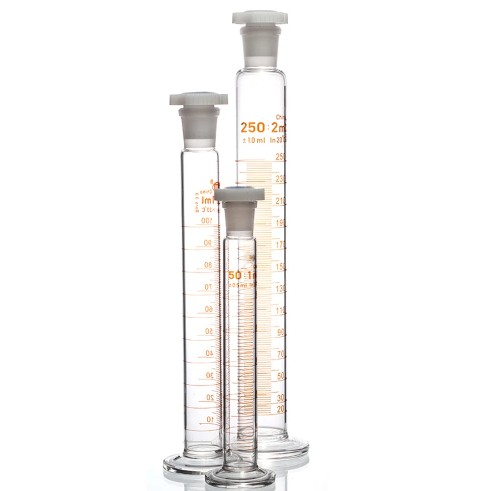 50ml Graduated Labrotary Glass Liquid Mearsuring Cylinder with plastic stopper