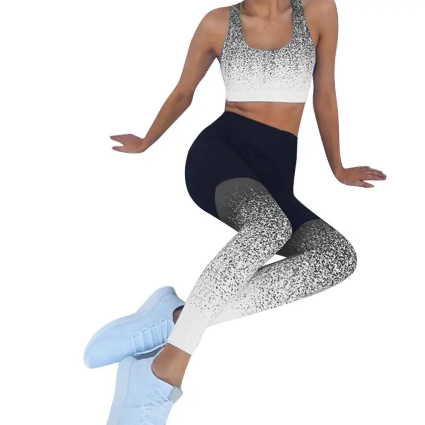 KLV штаны для йоги женские градиентные брюки для йоги, облегающие брюки спортивные тренировочные с высокой талией штаны для бега фитнес эластичные Леггинсы#2