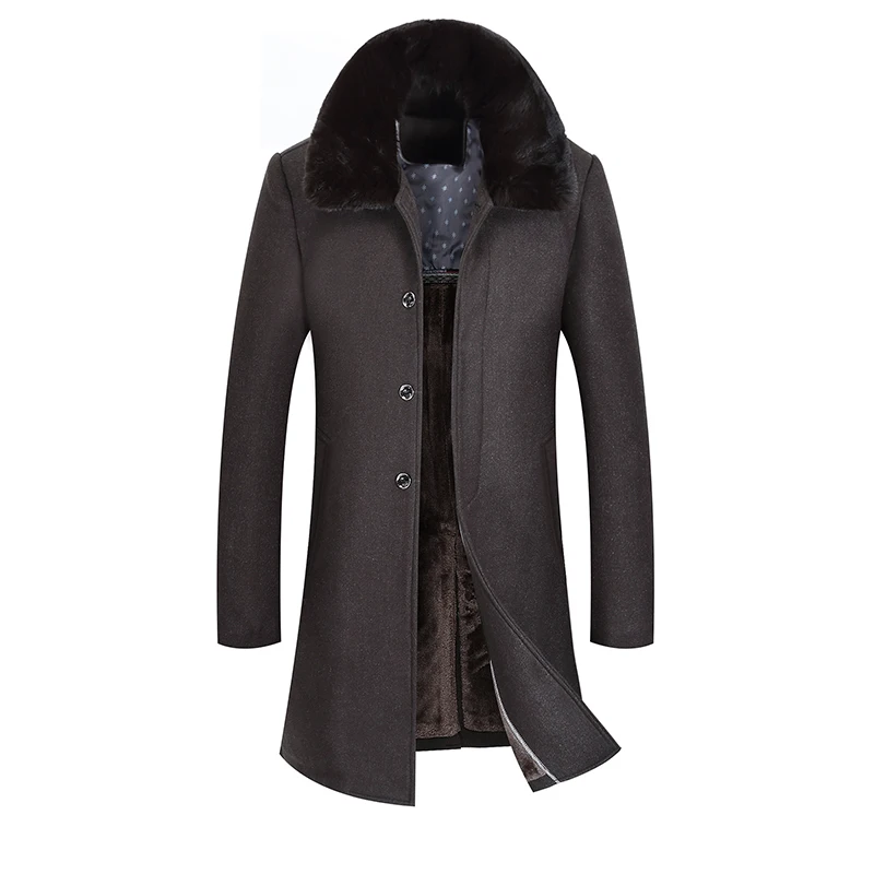 ปรับบุรุษสบายๆส่วนยาวทำด้วยผ้าขนสัตว์แจ็คเก็ตกระต่ายขนสัตว์ขนปลอกคอเสื้อ2017