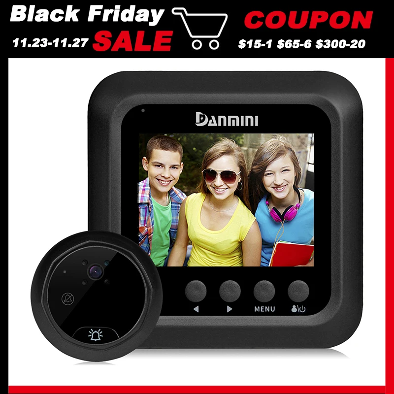 

2.4 inch TFT Color Screen PIR Motion Detection Video Doorbell Digital Door Peephole Viewer HD IR Night Vision Door cat eye