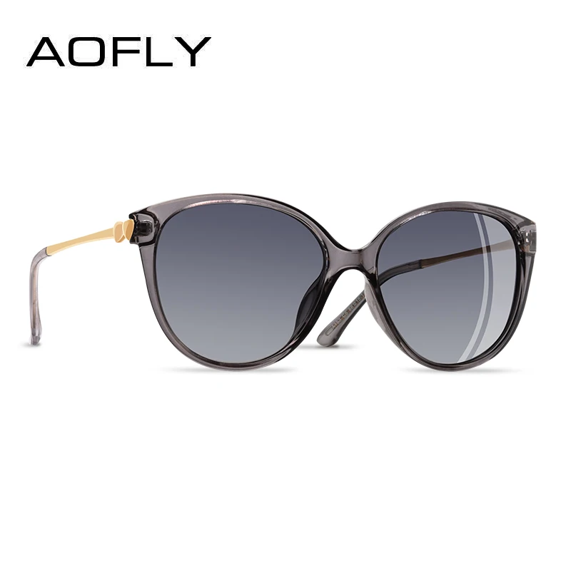 AOFLY, фирменный дизайн, трендовые женские поляризованные солнцезащитные очки CATEYE, женские солнцезащитные очки, очки для вождения и путешествий, очки с дужками любви, UV400 - Цвет линз: C4Clear Gray