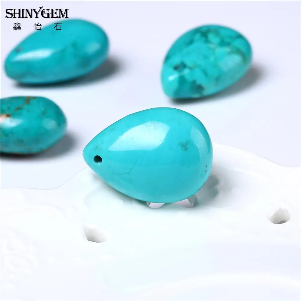 

ShinyGem 2020 Natural Pattern Lake Blue Water Drop Turquoises Loose Beads For Pendant Jewelry Making AAA Grade Stone For Women