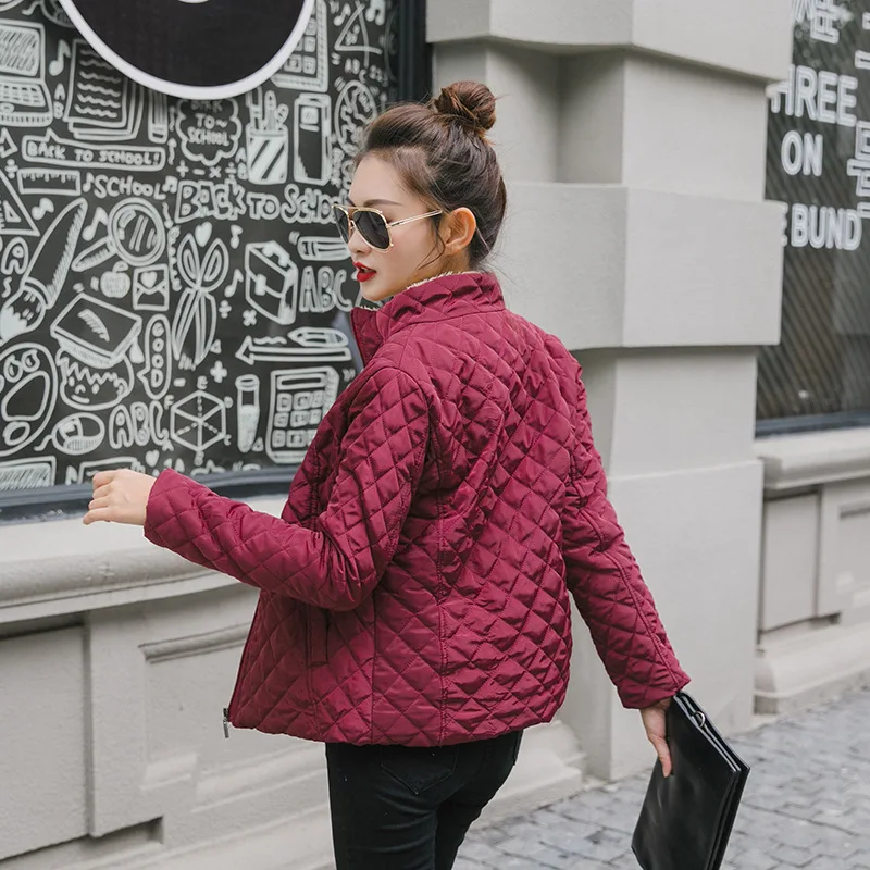 Spring 2019 New Parkas Basic Jackets Female Women Winter Plus Velvet Coats Cotton Winter Jacket Womens Outwear Coat Solid Color